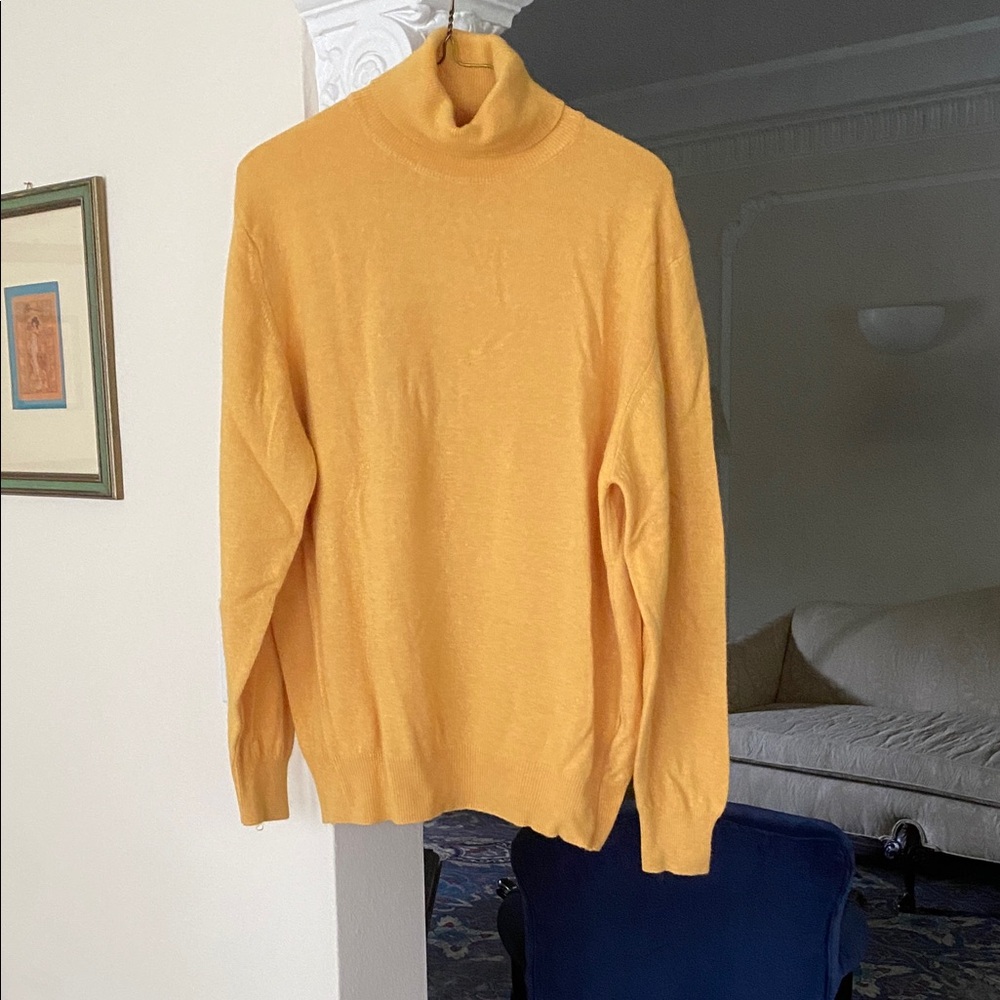 Gricobel Italian Golden Colored Cashmere Blend Turtleneck Sweater L